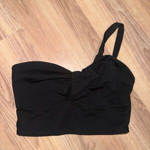 Wild Fable Black One-Shoulder Crop Top